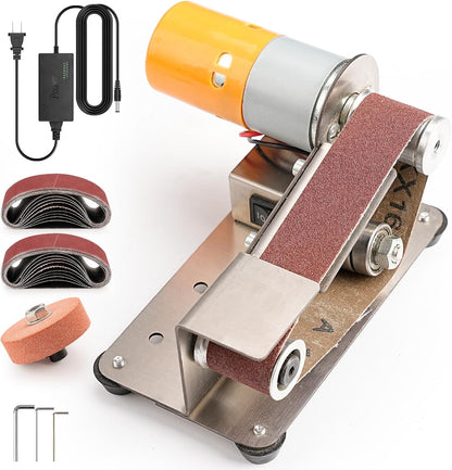 SI FANG Electric Mini Belt-Sander Knife Sharpener, 7 Speeds Portable Bench Grinder Sanding Machine, DIY Tool for Knife Sharpening, Metal Wood Working, Crafts