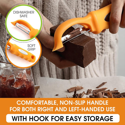 Spring Chef Premium Swivel Vegetable Peeler, Soft Grip Handle and Ultra Sharp Stainless Steel Blades - Perfect Kitchen Peeler For Veggie, Fruit, Potato, Carrot, Apple - Black