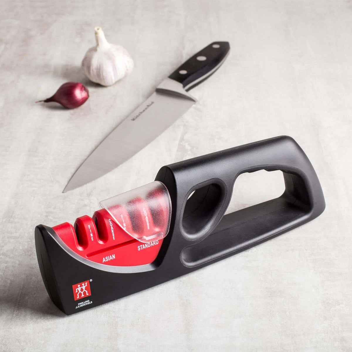 2-Stage Ultra-Sharp Knife Sharpener, Hand Held Knife Sharpener | Restores Ultra-Sharp Blades in Seconds. For Western Style Blades. Sharpening Ceramic Rods Have Both Coarse & Fine Grits