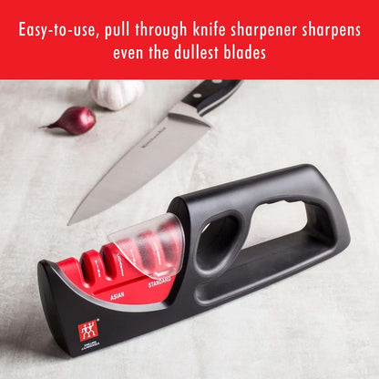 2-Stage Ultra-Sharp Knife Sharpener, Hand Held Knife Sharpener | Restores Ultra-Sharp Blades in Seconds. For Western Style Blades. Sharpening Ceramic Rods Have Both Coarse & Fine Grits