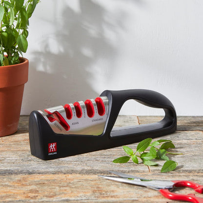 2-Stage Ultra-Sharp Knife Sharpener, Hand Held Knife Sharpener | Restores Ultra-Sharp Blades in Seconds. For Western Style Blades. Sharpening Ceramic Rods Have Both Coarse & Fine Grits