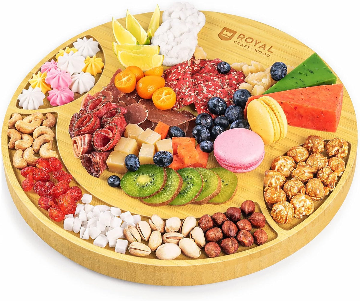 Extra Large Cheese Board - Bamboo Cheese Board and Knife Set - Charcuterie Board Set, Charcuterie Platter & Serving Tray