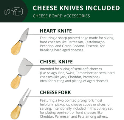 Extra Large Cheese Board - Bamboo Cheese Board and Knife Set - Charcuterie Board Set, Charcuterie Platter & Serving Tray