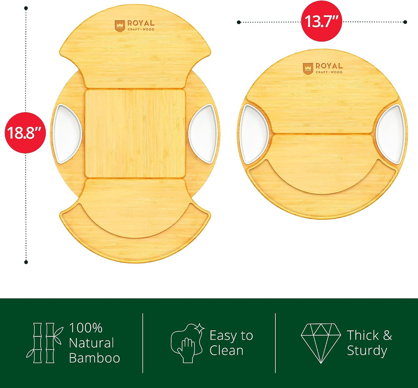 Extra Large Cheese Board - Bamboo Cheese Board and Knife Set - Charcuterie Board Set, Charcuterie Platter & Serving Tray