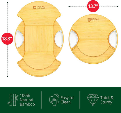 Extra Large Cheese Board - Bamboo Cheese Board and Knife Set - Charcuterie Board Set, Charcuterie Platter & Serving Tray