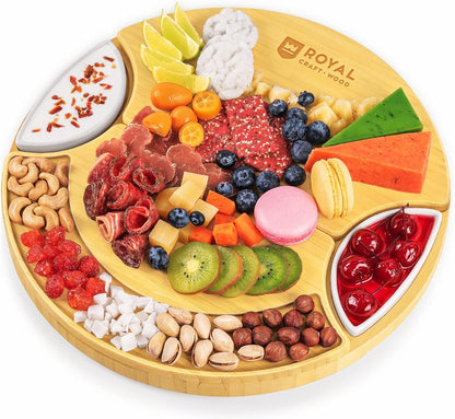 Extra Large Cheese Board - Bamboo Cheese Board and Knife Set - Charcuterie Board Set, Charcuterie Platter & Serving Tray