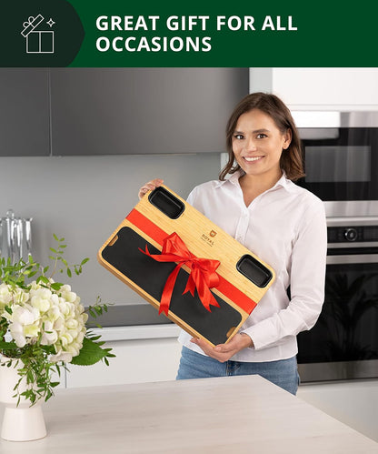 Extra Large Cheese Board - Bamboo Cheese Board and Knife Set - Charcuterie Board Set, Charcuterie Platter & Serving Tray