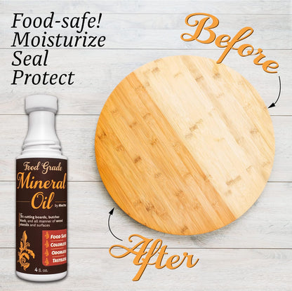MAXTITE Easy-Applicator Mineral Oil for Cutting Boards and All Wood Care, Ultrapure Food Grade (4oz with Foam Applicator Tip) Made in USA