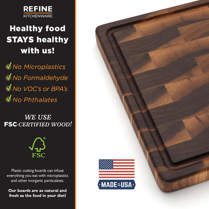 Large End Grain Walnut Cutting Board, Wedding Gift, Walnut or Maple Butcher Block with Rubber Feet, Up to 2” Thick, Personalized Cutting Board, Christmas Gift, Made in the USA