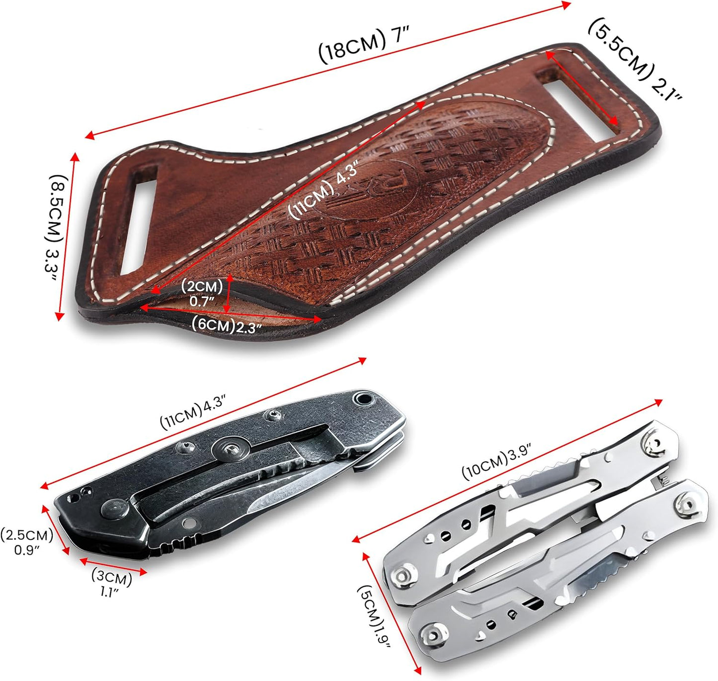 Leather Knife Sheath for Belt Pocket Folding Knife Holder Compact Draw Knifes Carrier EDC Tools Holster