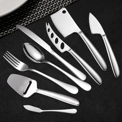 Copper Cheese Knives Set 7 Pieces Stainless Steel Kitchenware Utensils Gadgets 7 Pieces Cheese Knife,Cheese Spreader,Cheese Forks,Cheese Slicer,Cheese Cutter,Butter Knife
