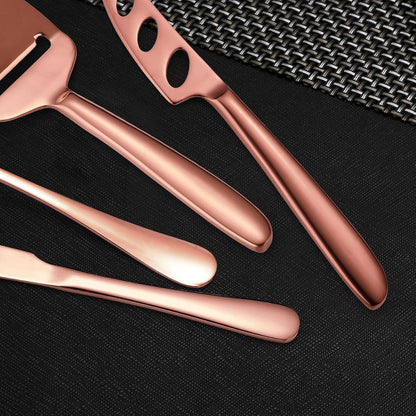 Copper Cheese Knives Set 7 Pieces Stainless Steel Kitchenware Utensils Gadgets 7 Pieces Cheese Knife,Cheese Spreader,Cheese Forks,Cheese Slicer,Cheese Cutter,Butter Knife