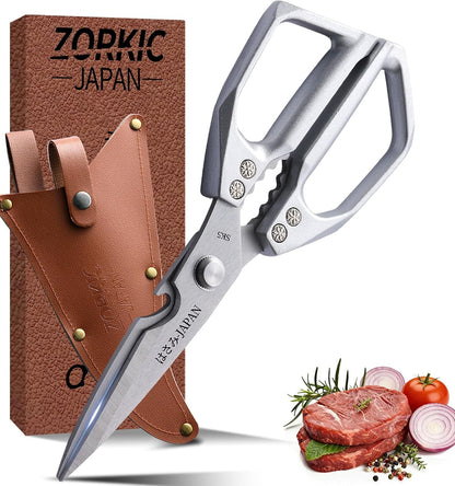 Japanese Kitchen Shears Black, Heavy Duty Poultry Shears, Kitchen Scissors for Meat Cutting, Chicken Bones, Gifts for Cooks Men Women Mom Dad