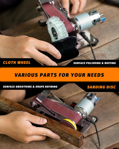 Mini Belt Sander, Electric Small Sander Knife Making Supplies, 7 Adjustable Speed Electric Knife Sharpener, Power Belt Grinder for Woodworking, Metal Working DIY (6.5'' x 6.8'' x 4.8'')