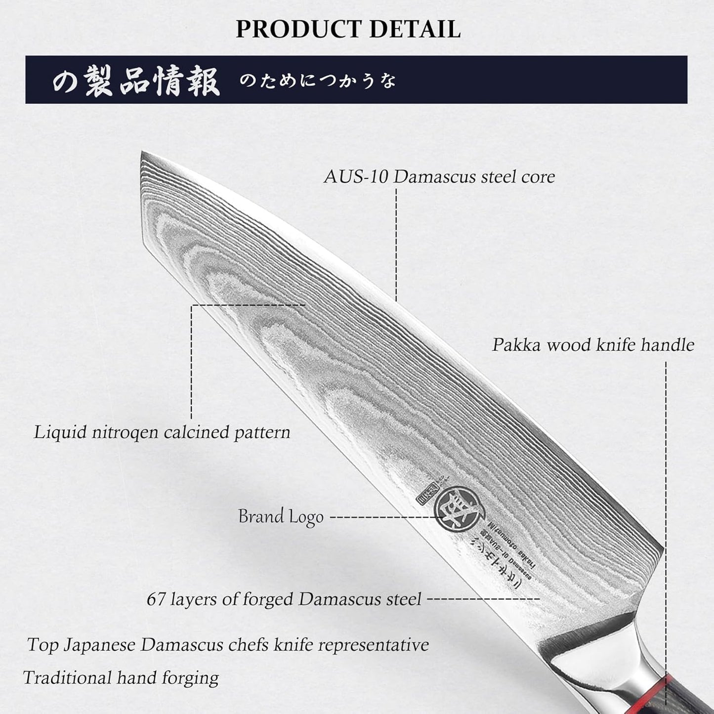 MITSUMOTO SAKARI Cleaver Chef Knife 7 inch - 67-Layer AUS-10 Damascus Steel, Hand Forged Japanese Meat Boning Knives, PakkaWood Handle & Sandalwood Box