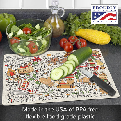 Cut N' Funnel Farmhouse Fall Designer Flexible Cutting Board Mat 15" x 11.5" Made in the USA Decorative Flexible Easy to Clean