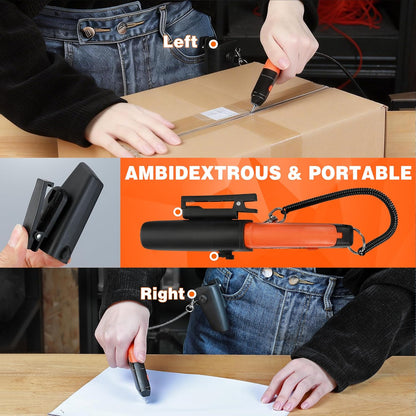 ValueMax 2-Pack Box Cutter Knife, Cardboard Cutter with Self-Retracting 3-Position Locking Blade, Safety Sheath, Lanyard, Extra 18 Blades Included, Blade Storage Design