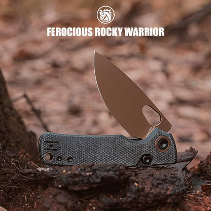 Vosteed EDC Knife, 2.99" 14C28N Steel Wider Blade, Green Micarta Handle Top Liner Lock, Folding Pocket Knives with Clip for Men & Women, Survival Camping - Porcupine A2603