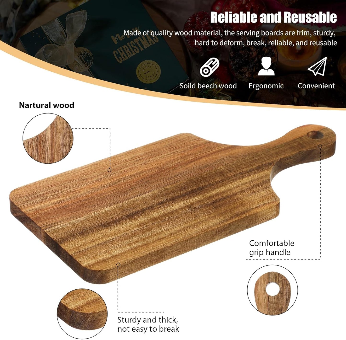 Patelai 12 Pack Thicken Bamboo Cutting Board Bulk, 11x5 Inch Acacia Wood Chopping Crafts Customized Laser Engraving Serving Charcuterie Boards Mother's Day Housewarming Gift,0.60" Thick (Bamboo Wood)