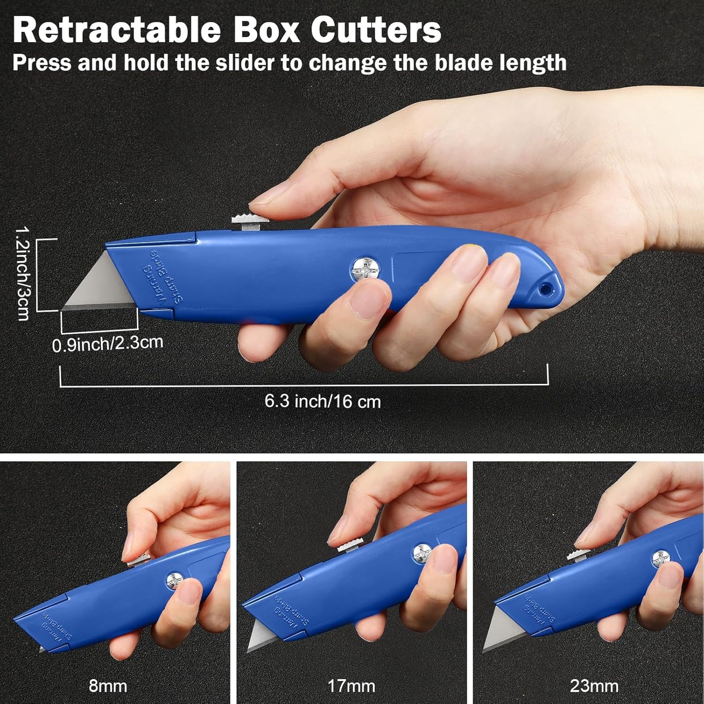 Reginary 20 Pcs Box Cutter Bulk Retractable Utility Knife Heavy Duty Aluminum Alloy Razor Knife for Cardboard Box Carton Opener for DIY, Factory, Home Office(Red, Yellow, Blue, Green)