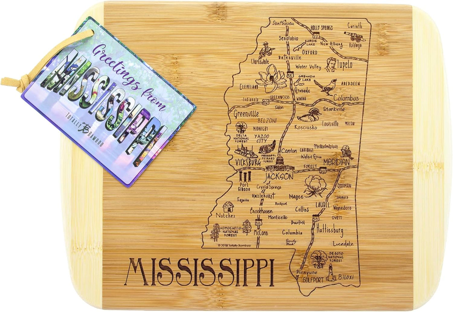 Totally Bamboo A Slice of Life New Jersey State Serving and Cutting Board, 11" x 8.75" - Colors B