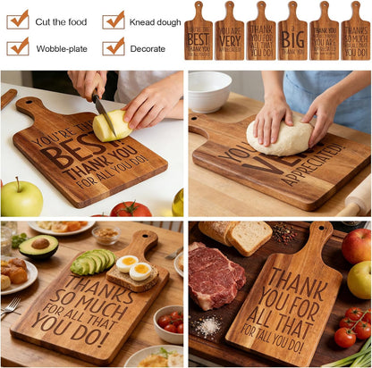 15 Pcs Wood Cutting Board with Handle 11 x 4.92 Inch Acacia Wooden Serving Kitchen Chopping Boards Wooden Serving Board with Hanging Hole for Vegetables Meat Pizza Cheese Fruit Bread