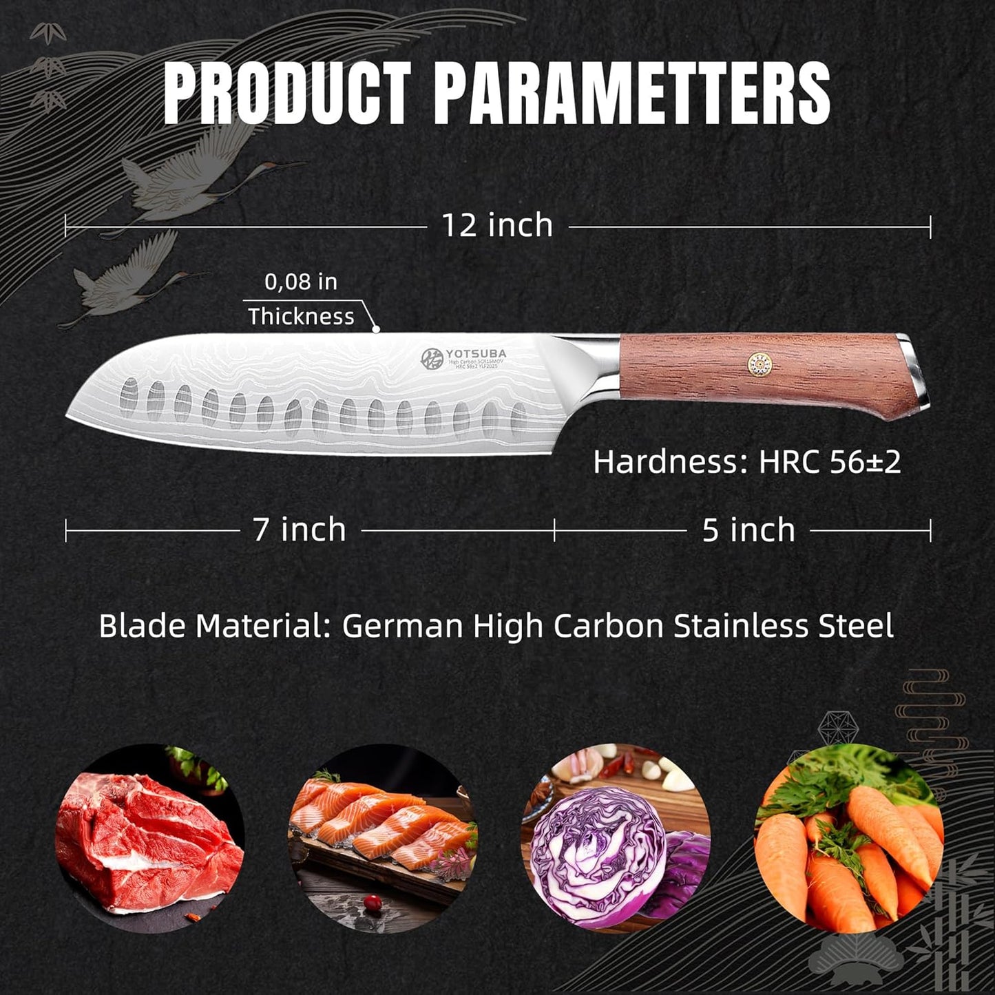 YOTSUBA Steak Knives Set of 6, Razor-Sharp 4.5 Inch Japanese Serrated Steak Knife Set, Full Tang Forged High Carbon Steel Dinner Knives with Ergonomic Handle and Gift Box