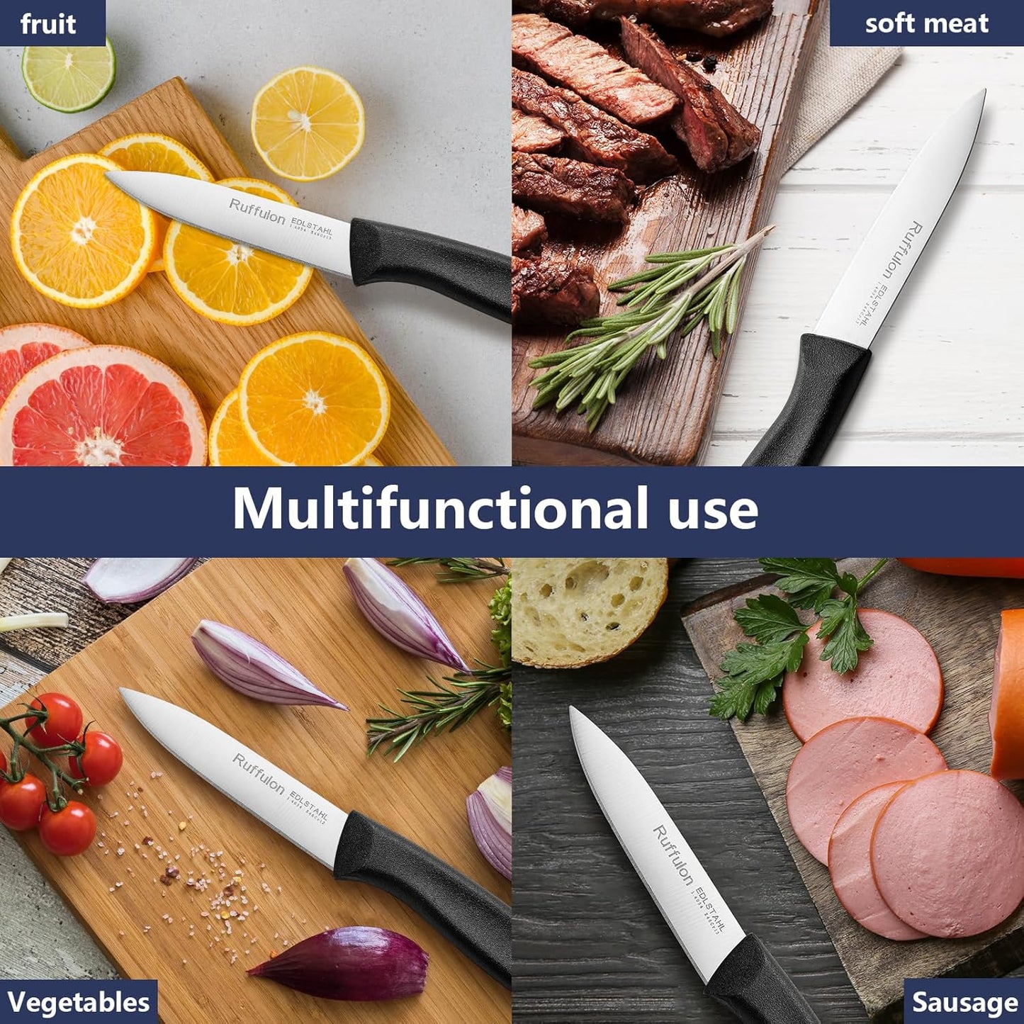Paring Knife Fruit Knife Set (6 Pieces), Ultra Sharp Stainless Steel Vegetable and Fruit Knife with PP Plastic Ergonomic Handle for Cutting Fruits and Vegetables.Multi.