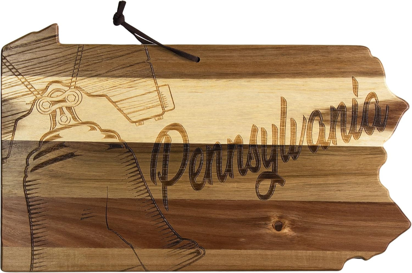 Totally Bamboo Rock & Branch Origins Series New York State Shaped Cutting Board and Charcuterie Serving Tray, Includes Hang Tie for Wall Display