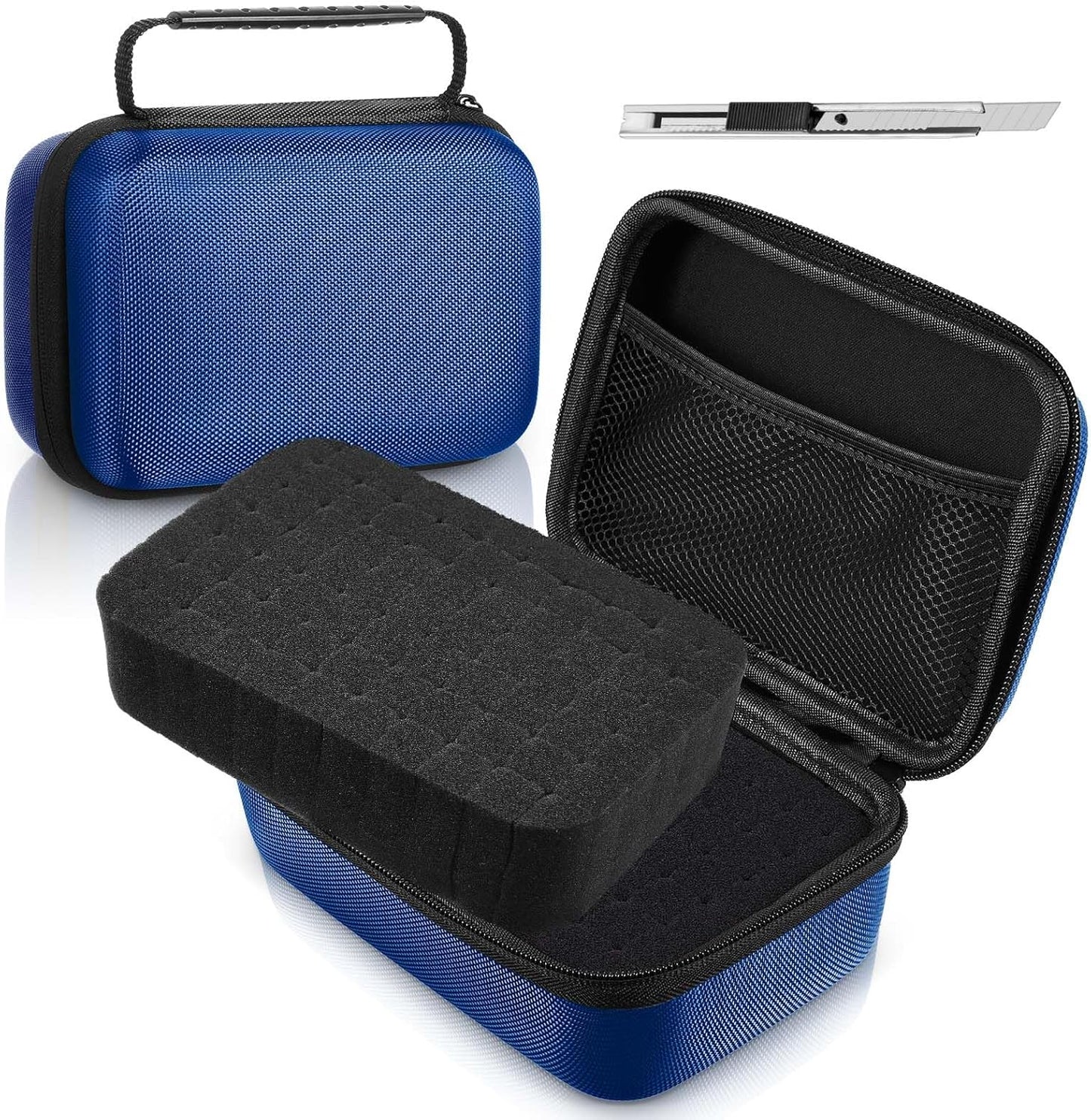 Relaxweex EVA Hard Case with Customizable Foam 7.8 x 6.3 x 3.5 Inch Protective EVA Carrying Case Shockproof Outdoor for Camera, Digital Products, Electronic Instruments with Knife, Black and Red