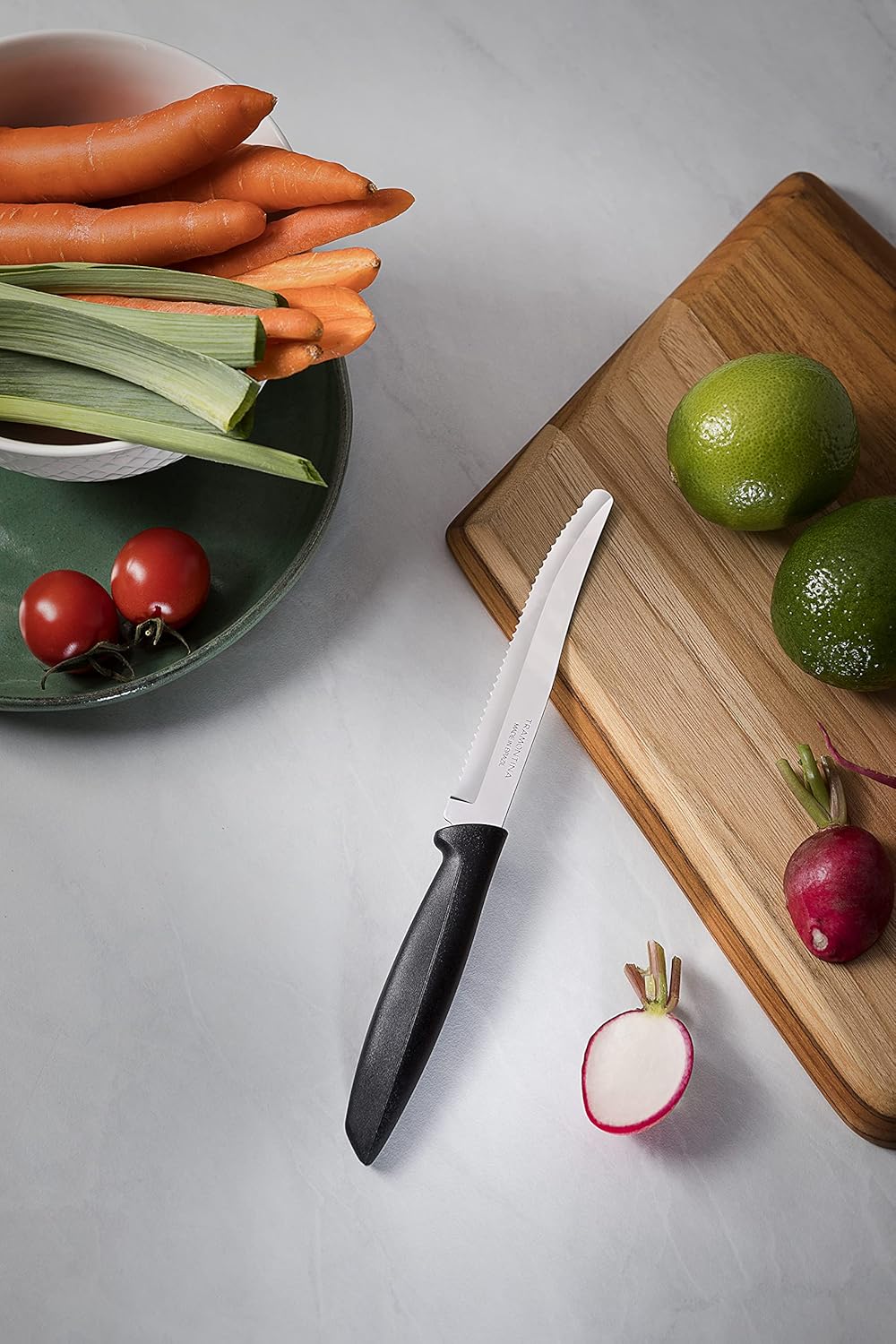 Tramontina Kitchen Knives Set of 6, Serrated Fruit Tomato Cooking Knife, Vegetable Chopper Peeler, Stainless Steel, Multipurpose, Pointed Tip, Brown, 23498454