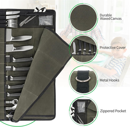 Chef Knife Roll Bag,Knife Roll Bag,Knife Bags for Chefs Professional,Knives Bag,Portable Chef Knife Cases with 14 Slots and Adjustable Shoulder Strap (Bag Only),Black