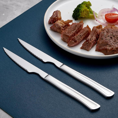 Black Steak Knife Set, 6 Piece Stainless Steel Kitchen Knife Set & Kitchen Utility Knives, 8.7 Inch Serrated Steak Knives, Dinner Knives, Sharp Knife with Ergonomic Handles