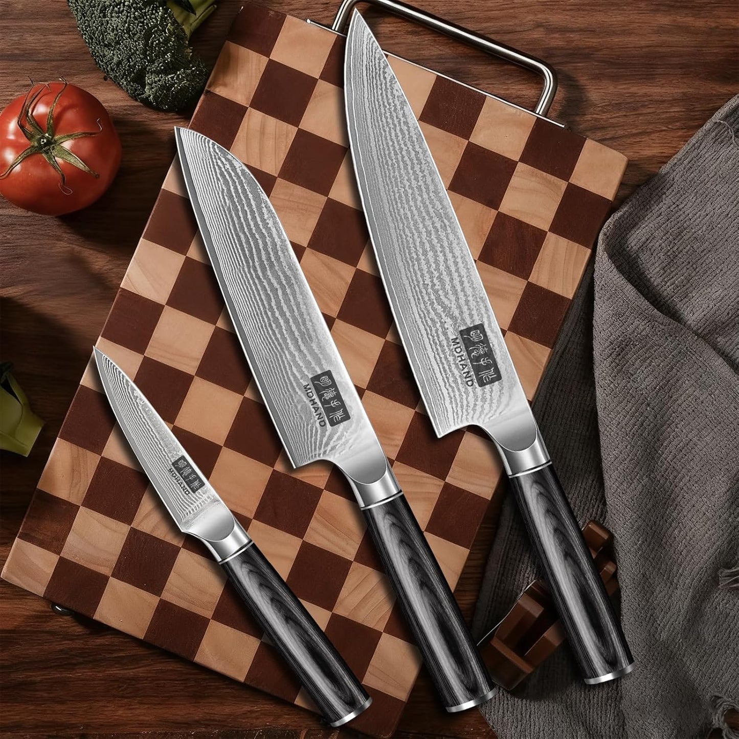 MDHAND Chef Knife 8 Inch, Professional Kitchen Knife, VG10 Steel Japanese Knife with Ergonomic Pakkawood Handle, Ultra Sharp Cooking Knives for Home Kitchen, Gifts for Men and Women
