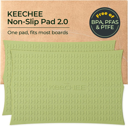 Keechee Silicone Non-Slip Mat for Cutting board, Preventing Cutting Injuries in the Kitchen Chopping Boards Feet for Kitchen Safe, Warm Gifts for Kitchen & Home Protector (Green)