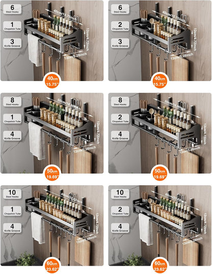 utensil hanger, wall mounted kitchen rail with hooks, waterproof hooks for kitchen utensils, easy installation without drilling (19.7 inches, Cup, 1)