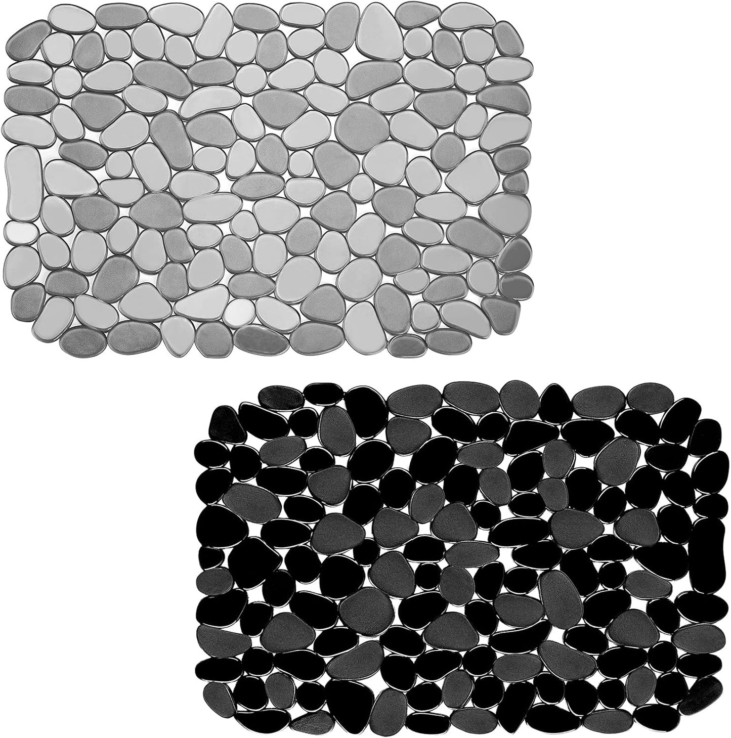 Coopay Kitchen Sink Mat Pebble Protect Mat PVC Eco-friendly Adjustable Stainless steel/ Porcelain Dish Drying Pad Protector for Bottom of Kitchen Sink, 15.8 x 11.8 inches (2 Pack, Black and Gray)