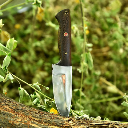 Fixed Blade Hunting Forged Tracker Knife - 8 Inches Carbon Steel Razor Sharp Blade Full Tang Bushcraft Knives with Premium Leather Belt Sheath. Used For Hunting Outdoor Camping, Hiking, Skining Knife.