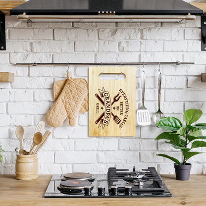 Best Dad Ever Bamboo Cutting Board, Grilling Gift For Men, Funny Charcuterie Boards for Home Kitchen Decor, Father's Day Birthday Gifts for Dad from Daughter Son -047