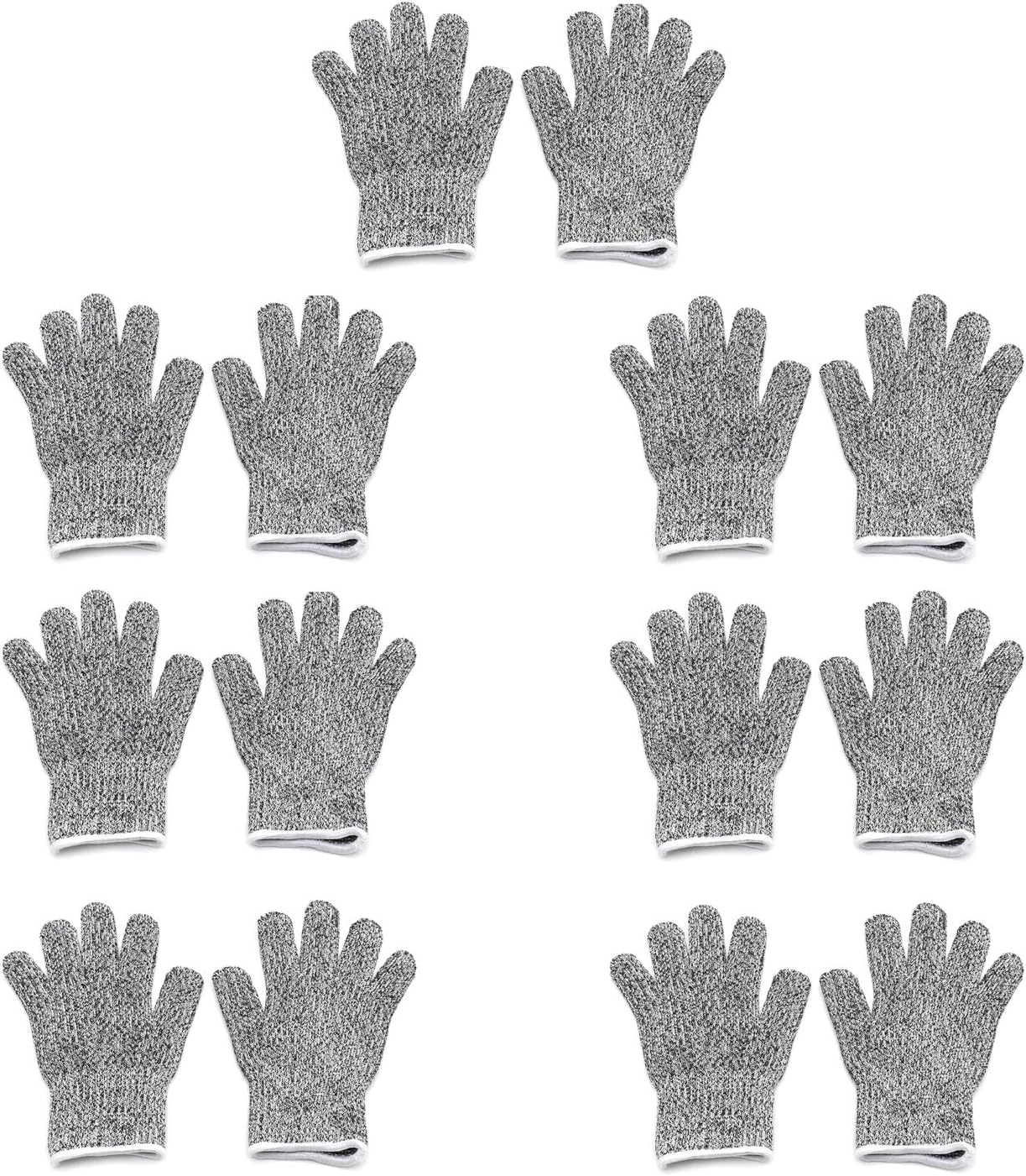 HongK- Level 5 Protection 6Pair Of Size XL Safe Cut Resistant Gloves Food Grade For Kitchen Oyster Shucking Meat Cutting Wood Carving Machine Washable [P/N: ET-TOOL032-XL X6-GRAY ]