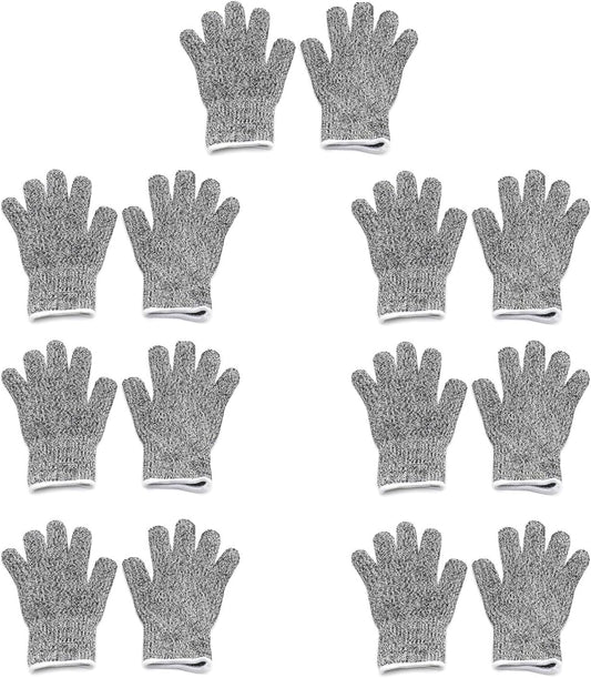 HongK- Level 5 Protection 6Pair Of Size XL Safe Cut Resistant Gloves Food Grade For Kitchen Oyster Shucking Meat Cutting Wood Carving Machine Washable [P/N: ET-TOOL032-XL X6-GRAY ]