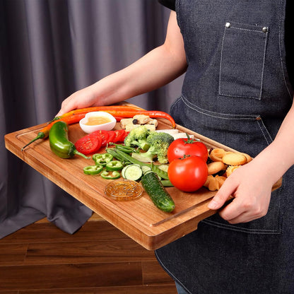 GAOMON 20 x 15 In Extra Large Acacia Wood Cutting Board, 1.5" Thick Kitchen Cutting Boards with Handle & Juice Groove, Butcher Block, Wooden Carving Board for Meat and Chopping Vegetables