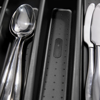madesmart Silverware Tray, 5 Compartment Flatware Organizer for Forks, Knives & Spoons, Durable Drawer Organizer, Granite