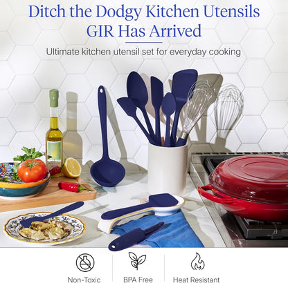 GIR: Get It Right 5 Piece Silicone Ultimate Kitchen Utensils Set - Ladle, Spatula, Flip, Spoon & Spoonula - Non-Toxic Cooking Utensils for Nonstick Cookware, Cooking and Baking - Red