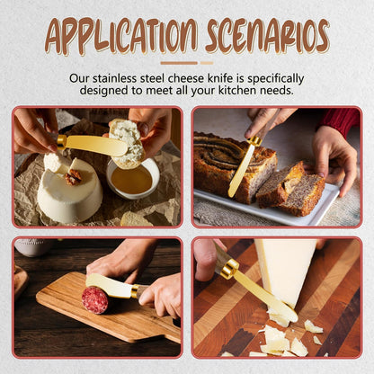 Butter Knife Spreader, Cheese Spreader Knives Set of 4, Stainless Steel Butter Knives with Acacia Wood Handle, Small Cheese Knives for Cold Butter, Soft Cheese Spreader, Jam, Charcuterie, Pastry