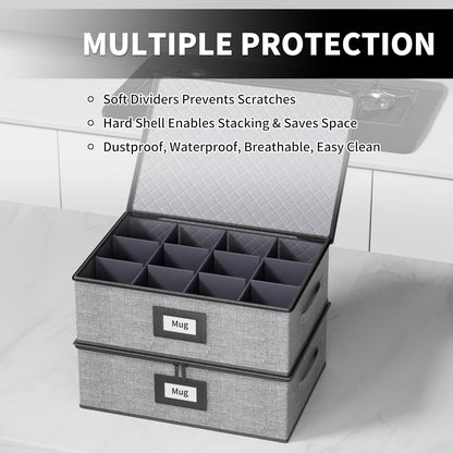 Aokeyee 2-Pack Silverware Storage Box, Sturdy Flatware Organizer with 5 Compartments & Adjustable Dividers, Utensil Case with Clear Lid & Handle for Knives, Forks & Spoons, Gray