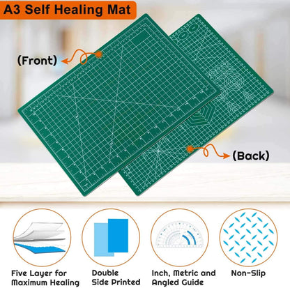 anezus Self Healing Sewing Mat, Rotary Cutting Mat Double Sided 5-Ply Craft Cutting Board for Sewing Crafts Hobby Fabric Precision Scrapbooking Project 9inch x 12inch(A4)