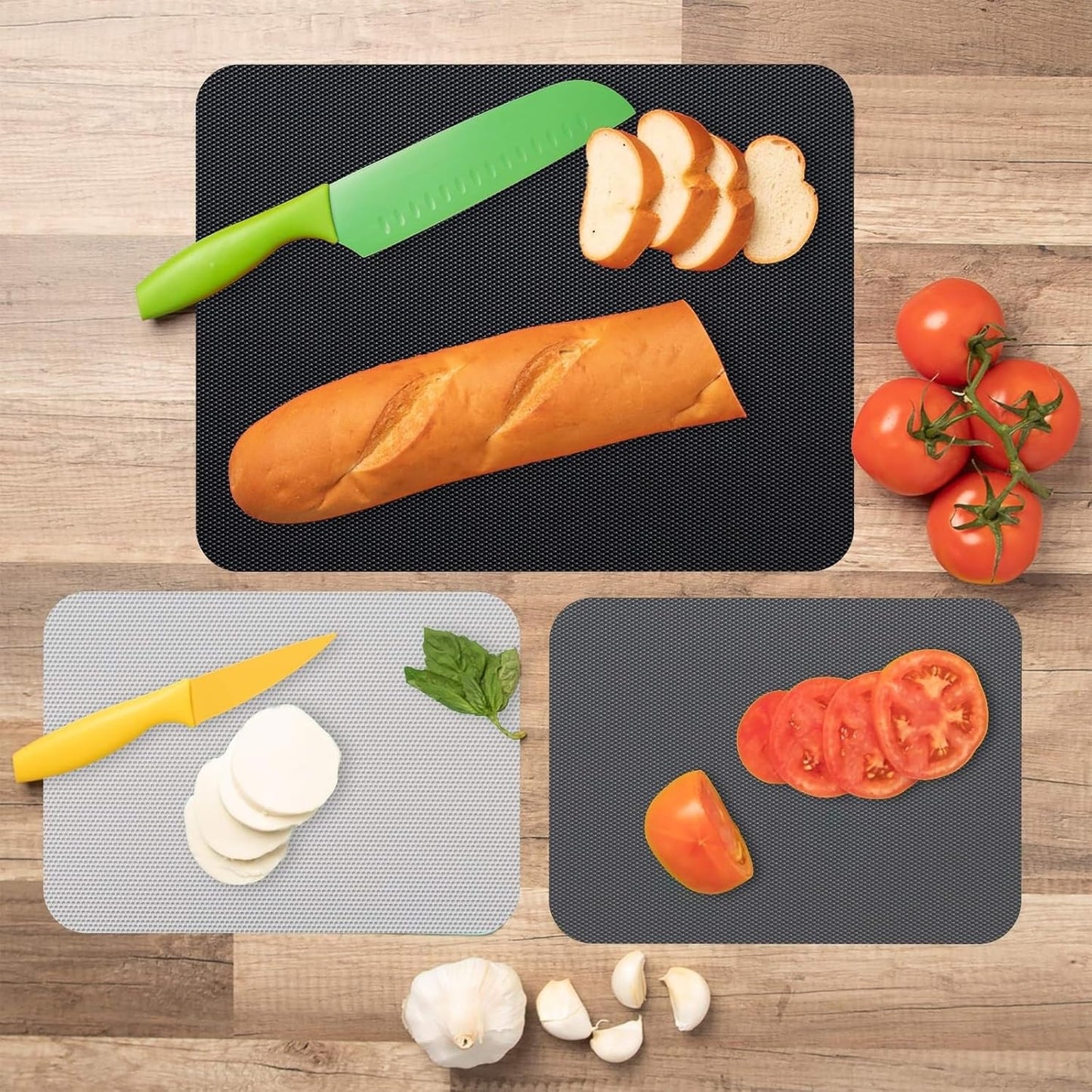 Simply Genius Plastic Cutting Boards - Flexible Color Coded Cutting Board Set - Textured Grip Odor-Resistant Dishwasher-Safe Chopping Mat - Pack of 4-8 in x 11 in - Multicolor