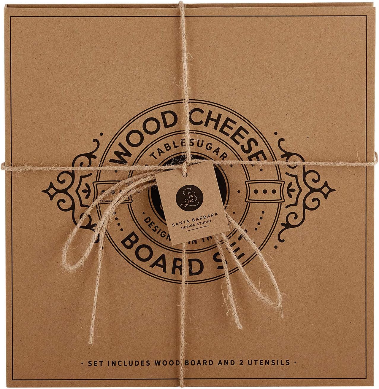 Santa Barbara Design Studio Gift Set Kitchen Essentials TableSugar Kraft Cardboard Book Gift Box, 4-Pieces, Cheese Knives