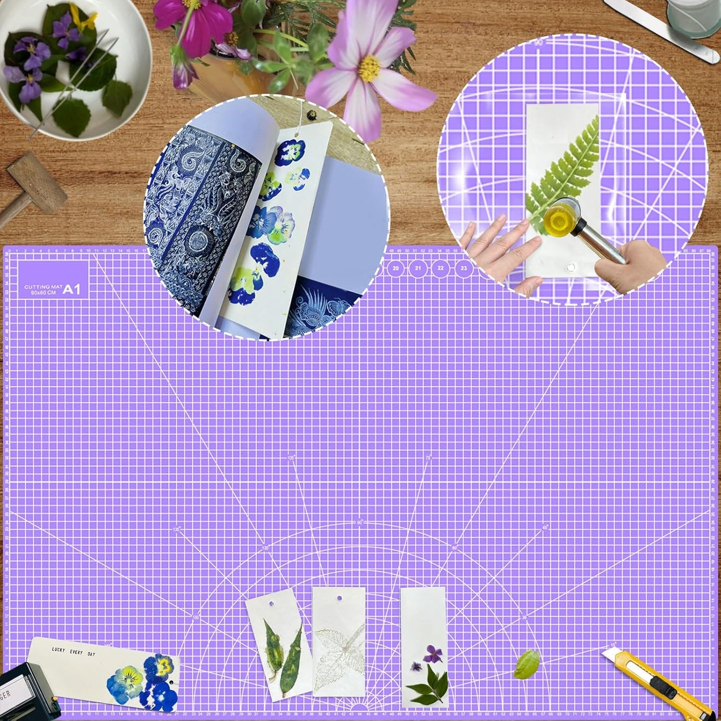 24" x 36" Self Healing Cutting Mat: Double Sided Sewing Cutting Mat Craft Supplies A1 Size for Quilting, Crafts Arts, and Fabric Purple & Pink Design (Pink & Purple)